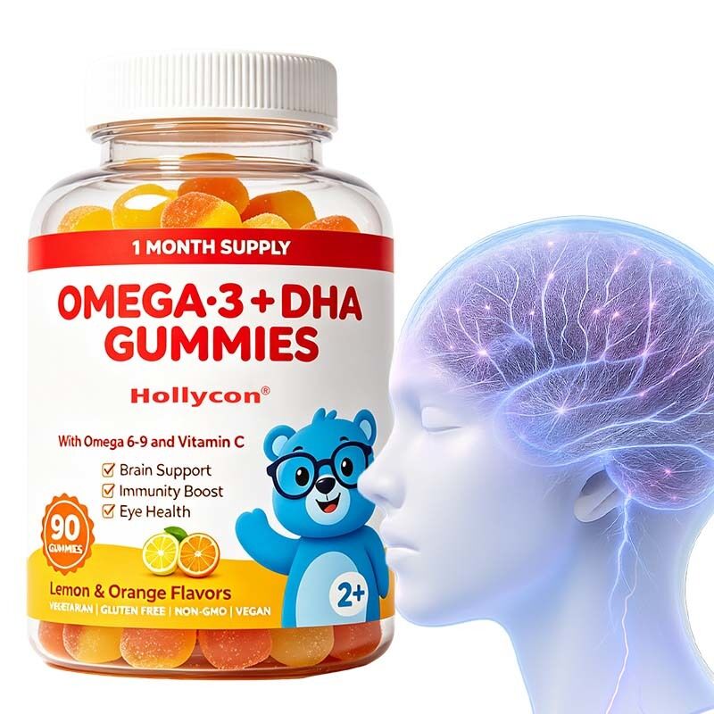OEM/ODM Manufacturer Omega 3 Gummies for Kids Supports Brain & Heart Health, Immunity, Eye Health with Omega 6 & 9, DHA