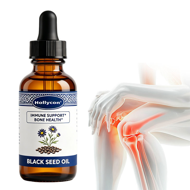OEM/ODM Olio di semi neri personalizzato Gocce liquide con vitamina D3 K2 & E Supporta la salute immunitaria e ossea, salute intestinale, antiossidante