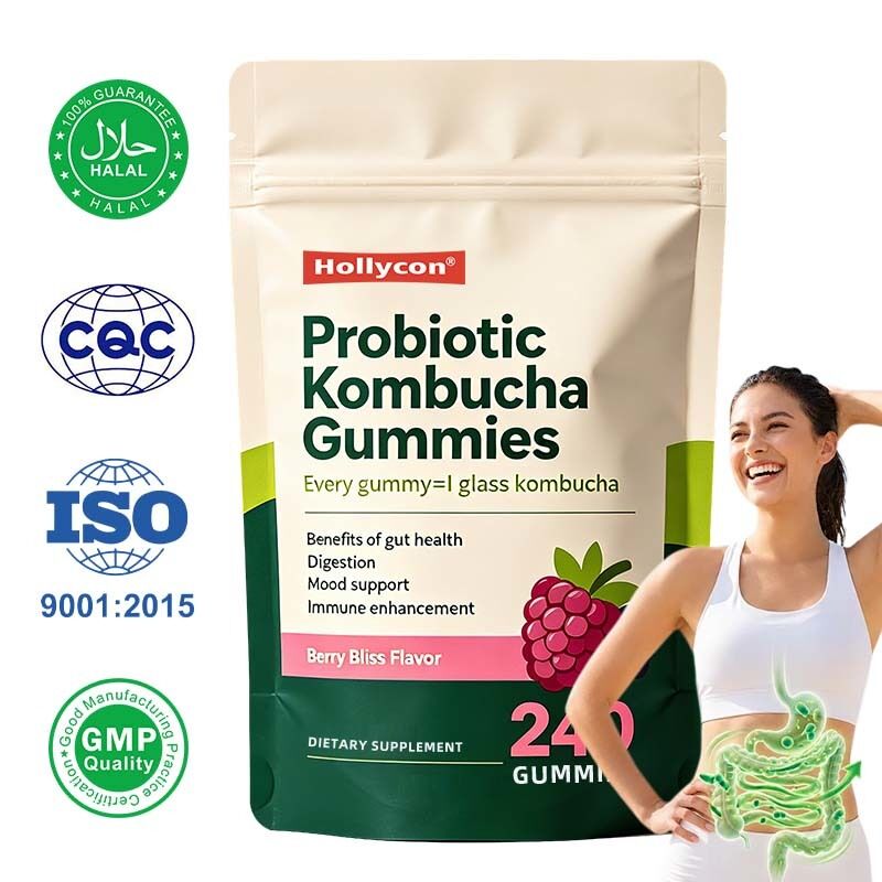 Gomme gommose Kombucha probiotiche dal sapore personalizzato con 60 conteggi per bottiglia per il servizio di etichetta privata OEM ODM