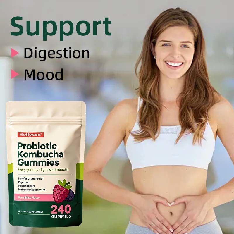 Gomme gommose Kombucha probiotiche dal sapore personalizzato con 60 conteggi per bottiglia per il servizio di etichetta privata OEM ODM