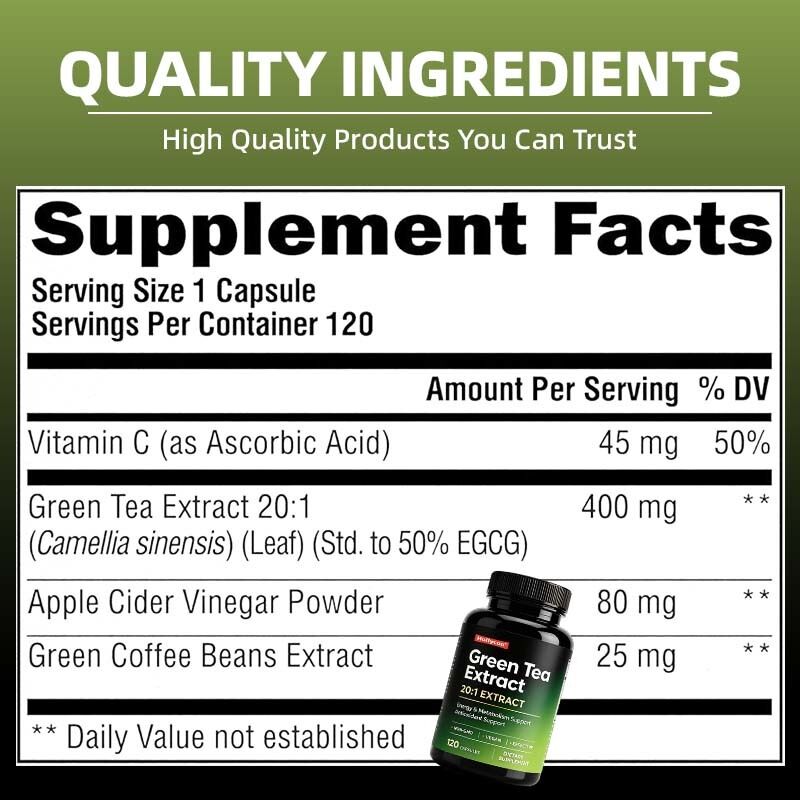Capsule personalizzabili OEM di estratto di tè verde e chicchi di caffè verde con doppia formula botanica e antiossidanti naturali