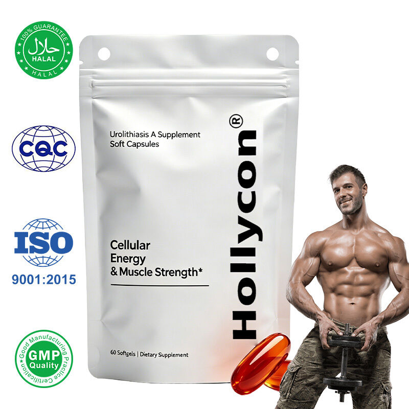 Urolitina A di alta purezza in capsule morbide. Supplemento di nutrienti cellulari di origine vegetale con etichetta privata personalizzata.