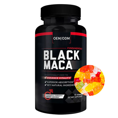 Vigore Gummies di energia di spinta di supplemento della radice di Maca del nero di Hollycon