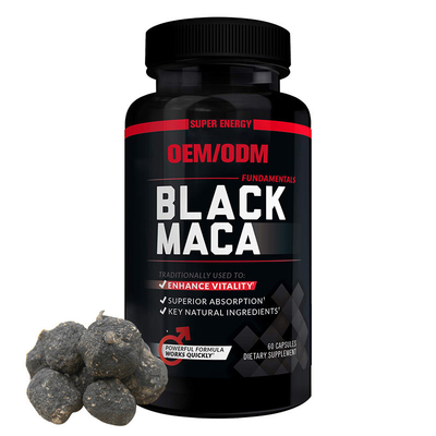 La radice 20000Mg di Maca del nero dell'OEM incapsula per gli uomini ed il vegano Max Strength Energy Supplement delle donne