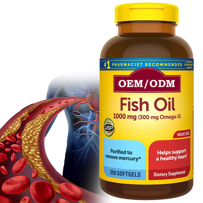 olio di pesce di 1000Mg Softgels Omega 3 per il supplemento sano 250 Softgels di sostegno del cuore un rifornimento da 125 giorni