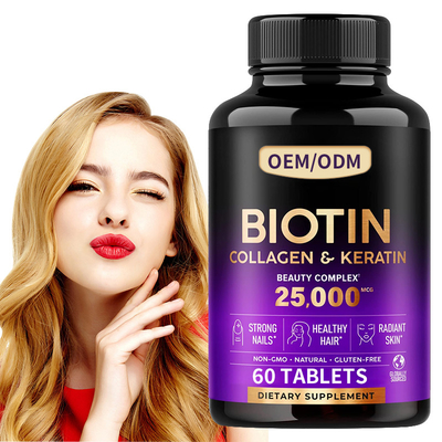 25000 unghie della pelle dei capelli delle pillole della vitamina della biotina di mcg per le compresse dei capelli del feme della salute 60pcs delle donne
