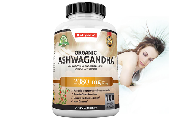 COA Organic Ashwagandha Capsule Supplementi di potenziamento maschile aiuta ad alleviare lo stress 100pcs