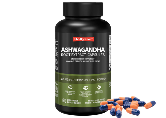 60pcs Estratto di radice di Ashwagandha Capsule Supplemento di supporto all'umore e alla forza per alleviare lo stress naturale
