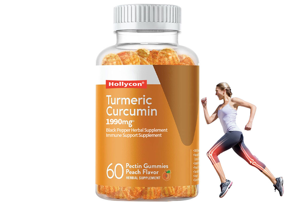 OEM integratori alimentari curcuma curcumina gomma Comfort articolare e supporto alla funzione cerebrale supplemento 60pcs