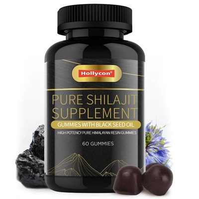 Pure Shilajit Supplement Gummies con olio di semi neri ad alta potenza Pure Himalayan Resin Gummies