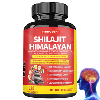 Shilajit Himalayan Capsule Combinate Ashwagandha Ginseng Saw Palmetto Maca Tribulus Chaga & pepe nero