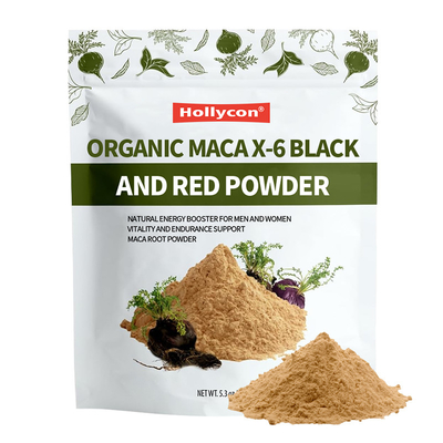 Maca organica X-6 Polvere nera e rossa Potenziatore di energia naturale per uomini e donne Polvere di radice di maca