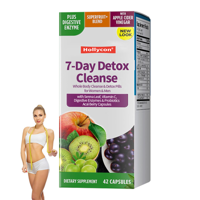 Capsule di disintossicazione da 7 giorni con foglia di senna Vitamina C Enzimi digestivi Probiotici Capsule di bacche di acai