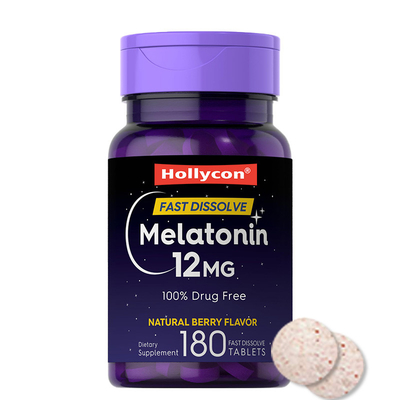 Melatonina 12 mg compresse di rapida dissoluzione Migliorare il ciclo naturale del sonno Sapore delle bacche