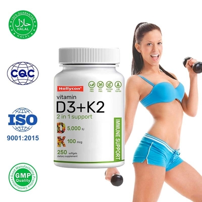 Vitamina D3 K2 Softgels per la salute immunitaria del cuore e delle ossa con supporto di calcio