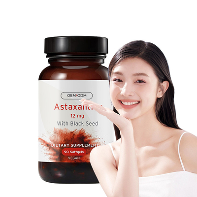 Astaxantina Softgels per la salute della pelle Astaxantina 12 mg con semi neri biologici