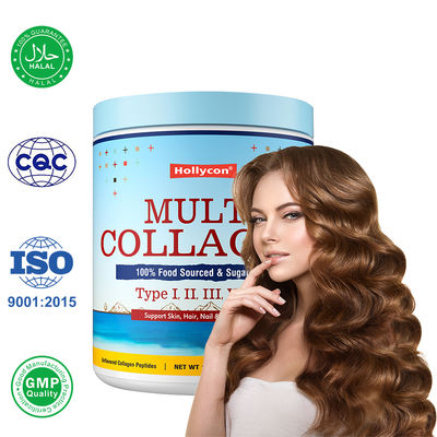 Multicollagen Peptides Powder Tipo I II III V X Supplemento di collagene idrolizzato 454 g Dose giornaliera personalizzata di 3 g