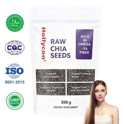 Semi di chia OEM / ODM 500g, confezione da 1 | Semi per mangiare | Semi per la gestione del peso | Ricchi di calcio, proteine e fibre, senza zuccheri aggiunti, formula personalizzata