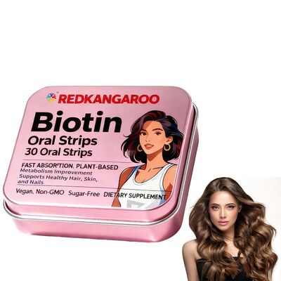 Biotina per uso orale - Rapido assorbimento, vegano, non OGM, senza zucchero - Sostiene capelli, pelle e unghie sani - Sapore arancione delizioso - 30 conti Etichetta privata, OEM disponibile, prezzo di fabbrica