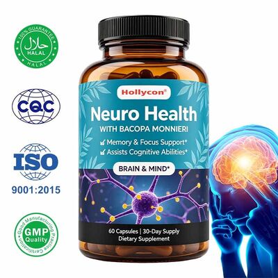 Capsule di Bacopa Monnieri con estratto vegetale naturale per la memoria e il sostegno della concentrazione - etichetta privata personalizzata